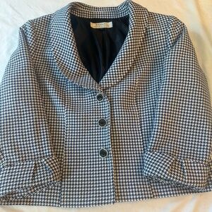 Tahari ASL Black and White Houndstooth Blazer